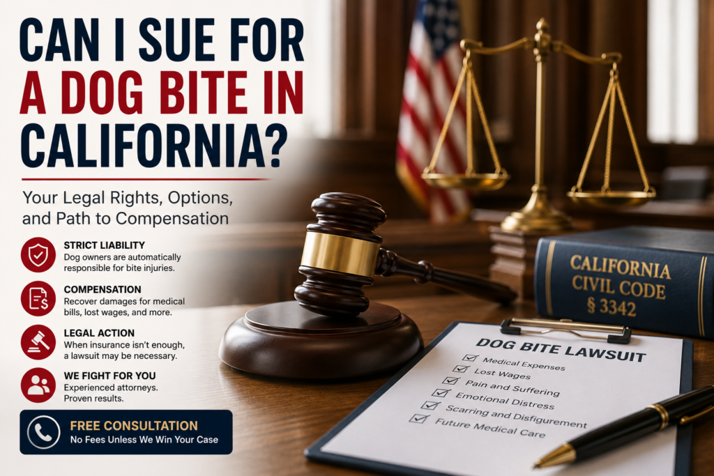 can i sue for a dog bite in california