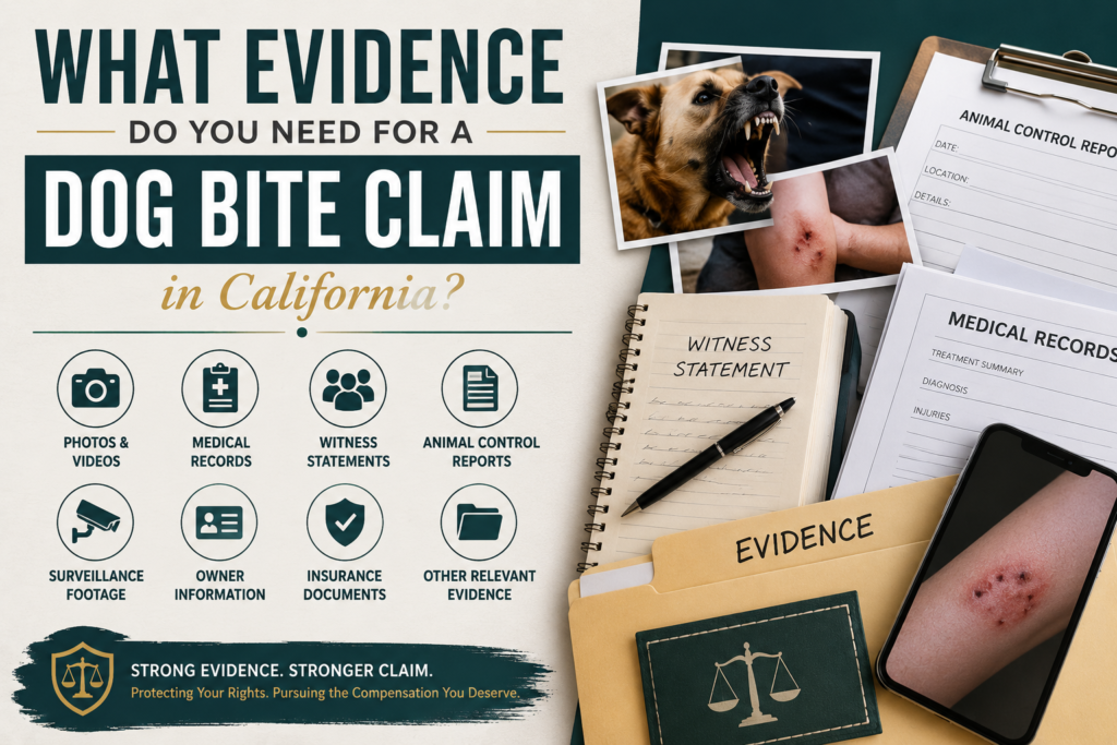 what evidence do you need for a dog bite claim in california